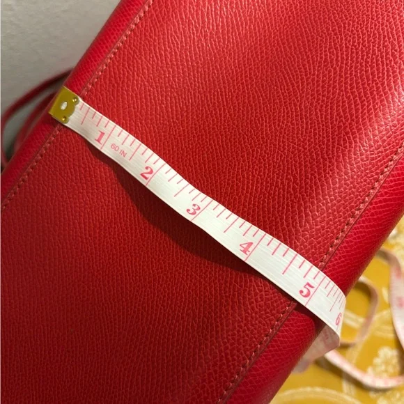 Coach Red Pebbled Leather Tote with Gold Accents - Picture 14 of 14